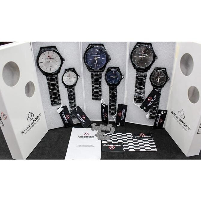 Jam Tangan Couple Awin Bwin Sport W883G W883L Cowok Cewek Analog Rantai Stainless Kualitas Original 