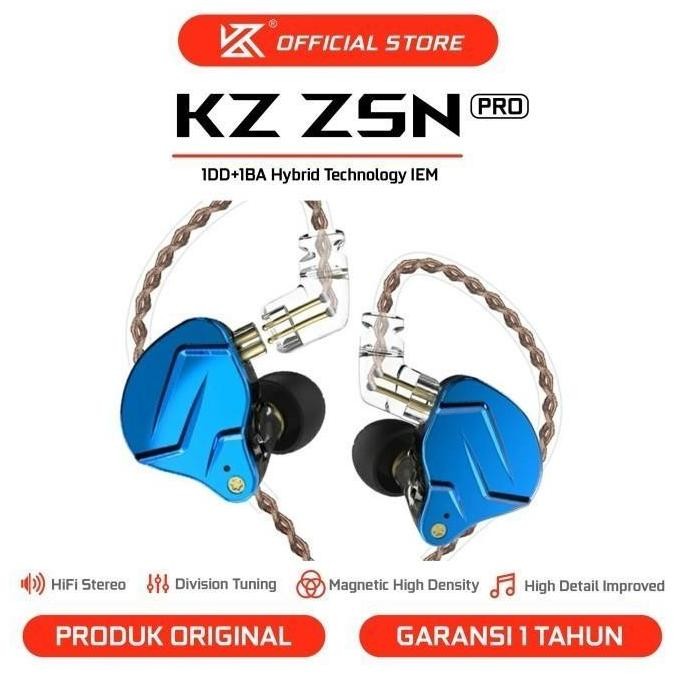 [Kz Official Store] Kz Zsn Pro With Mic 1Dd+1Ba Hybrid Technology Iem Original