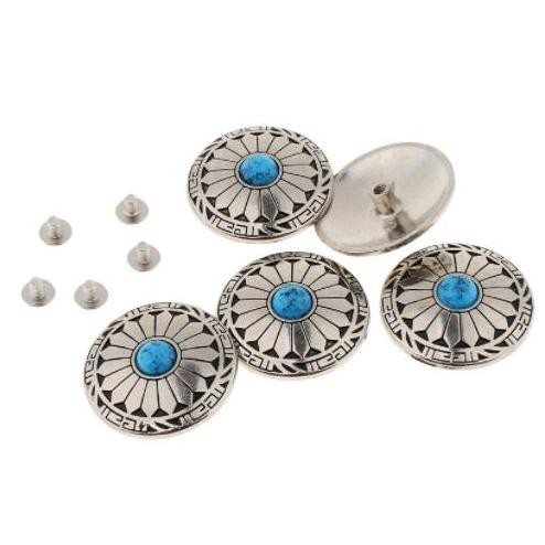 siap kirim] Large Concho Rivets Button Turquoise Beads Screw Back Leather Craft