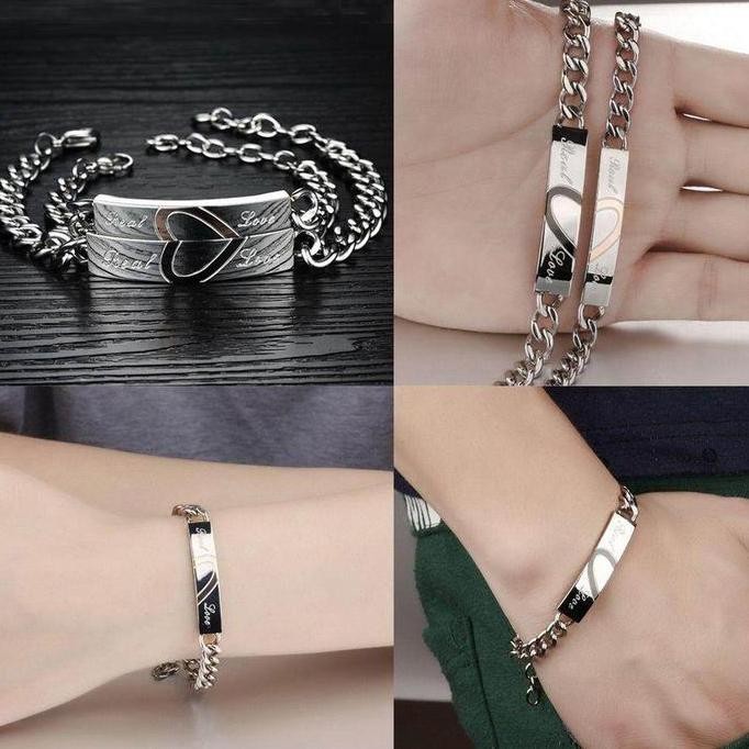 BEBAS ONGKIR - gelang couple bestie aesthetic pacar Rantai Cinta Sejati Pasangan