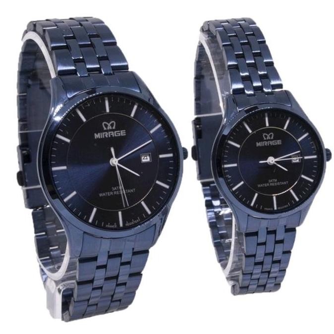 NEW - JAM TANGAN COUPLE MIRAGE NAVY BLUE ORIGINAL GARANSI RESMI ANTI AIR WATER RESISTANT AKSESORIS F