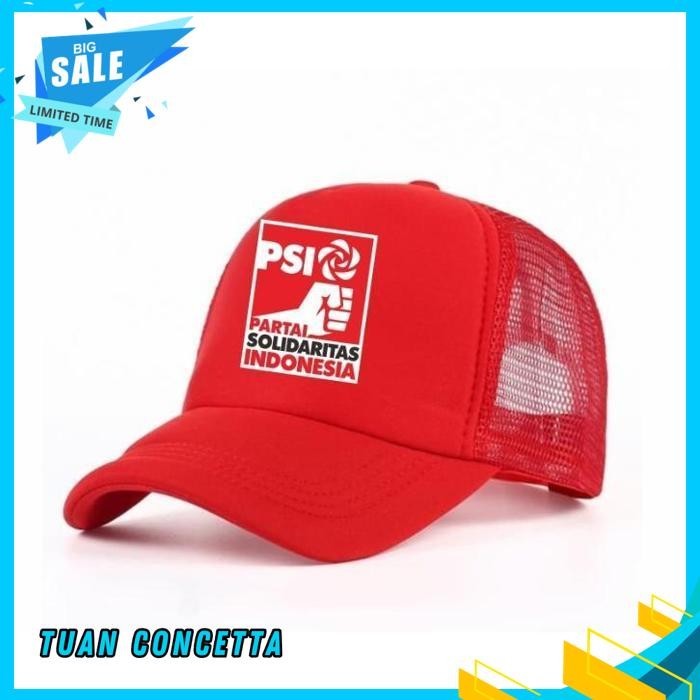 TOPI TRUCKER JARING HAT CAP DISTRO PSI PARTAI SOLIDARITAS INDONESIA POLITIK PEMILU POLOS CUSTOM PRIA
