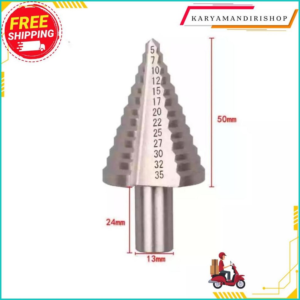 Mata Bor Pagoda Kerucut Hss 5-35Mm 13 Step Drill Bits Original Produk