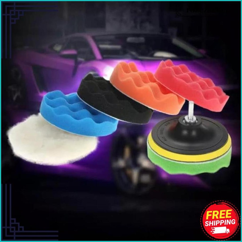 Alat Poles Polisher 5 Inch Sponge Spon Wool Pad Velcro 7 Pcs Terlaris