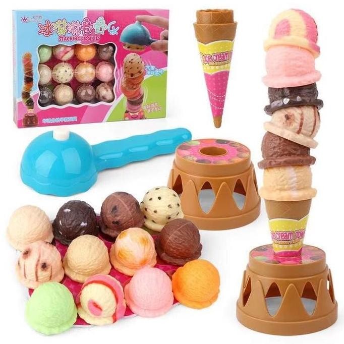 BEBAS ONGKIR - Mainan Anak Ice Cream Tower Mainan Es Krim / Mainan Edukasi EsKrim