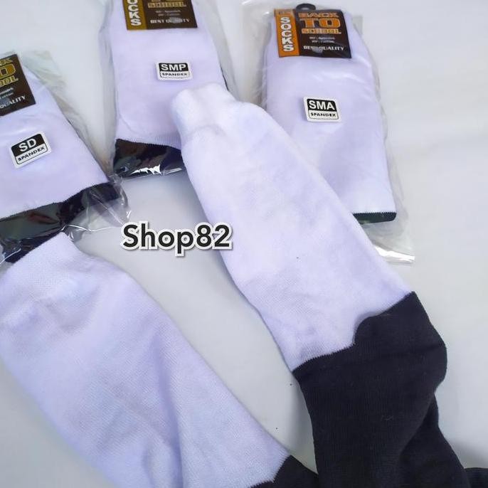 (Expert) kaos kaki katun SD SMP SMA SMK hitam putih polos anak sekolah cowok cewek unisex pria wanit
