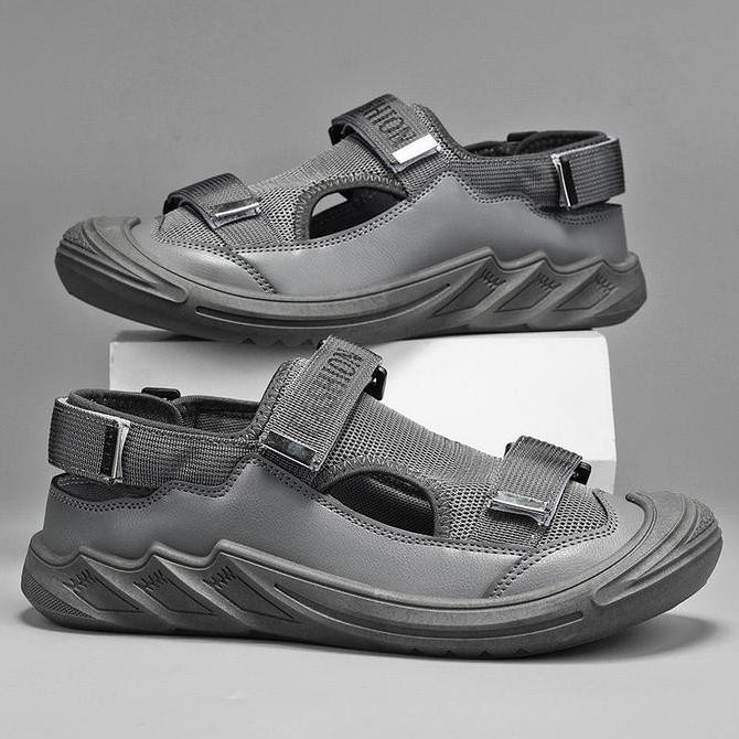 Fashgenics Sandal Pria Okayama Black Sendal Anti Licin Berventilasi Untuk Santai outdoor Hiking Pant