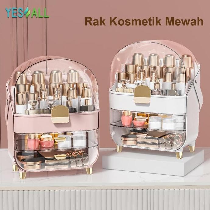 Yesall Rak Skincare Portable Aesthetic Anti Debu Serbaguna - Rak Makeup Kosmetik Estetik Transparan 