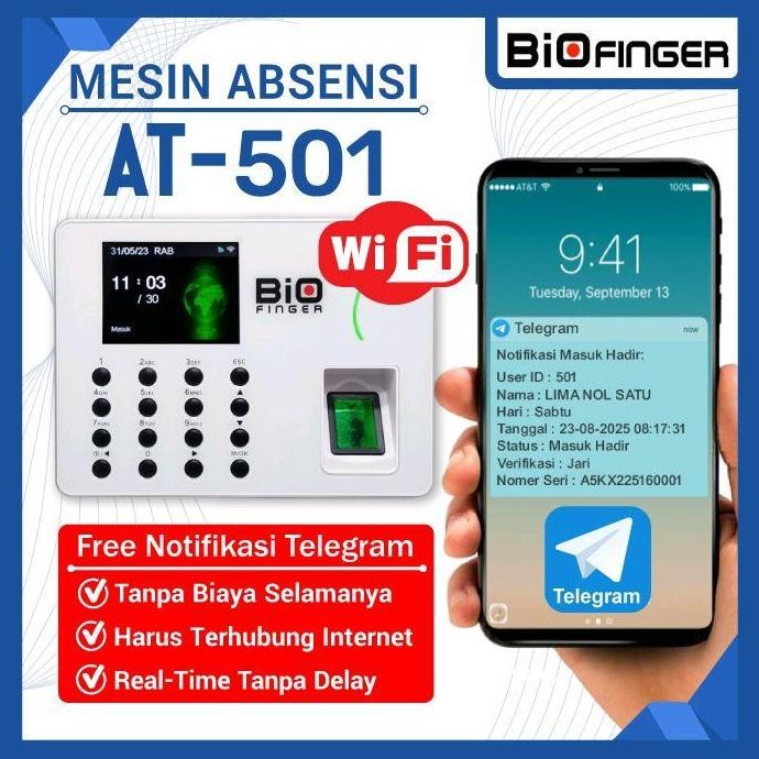 Terbaik Fingerprint Absensi Jari Biofinger At-501 Usb Flash Auto Excel Wireless Hotspot Free Notif T
