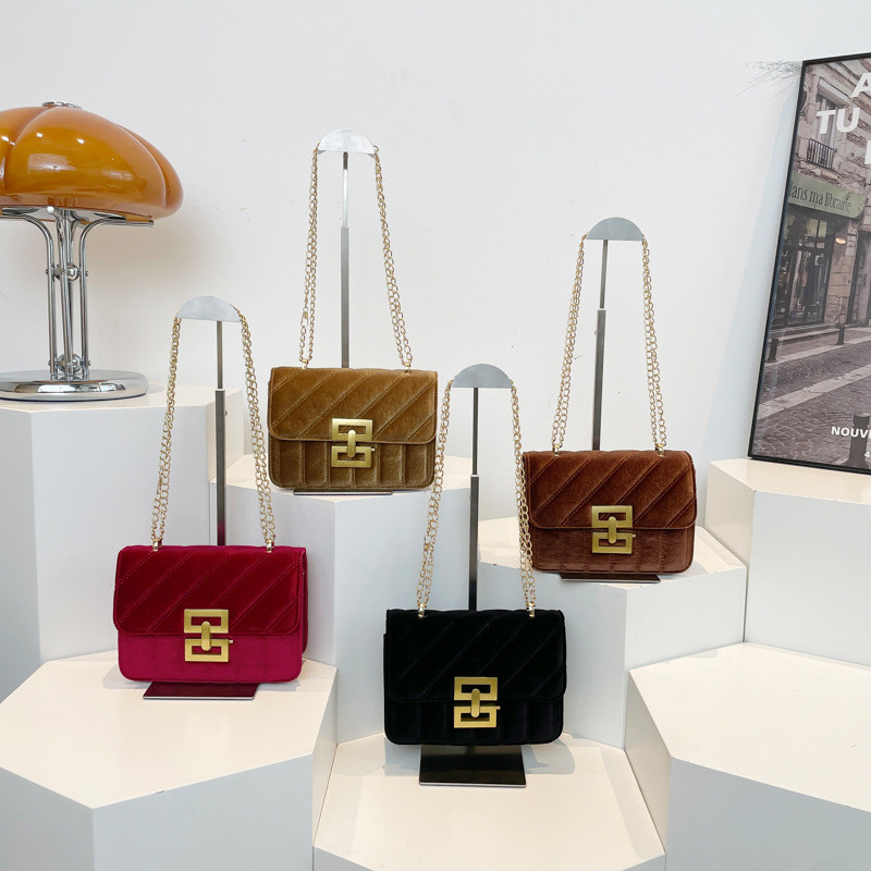 Chanel Style Women's Bag Autumn Winter New Fashion Solid Color Embroidery Vintage Trendy Casual Chai