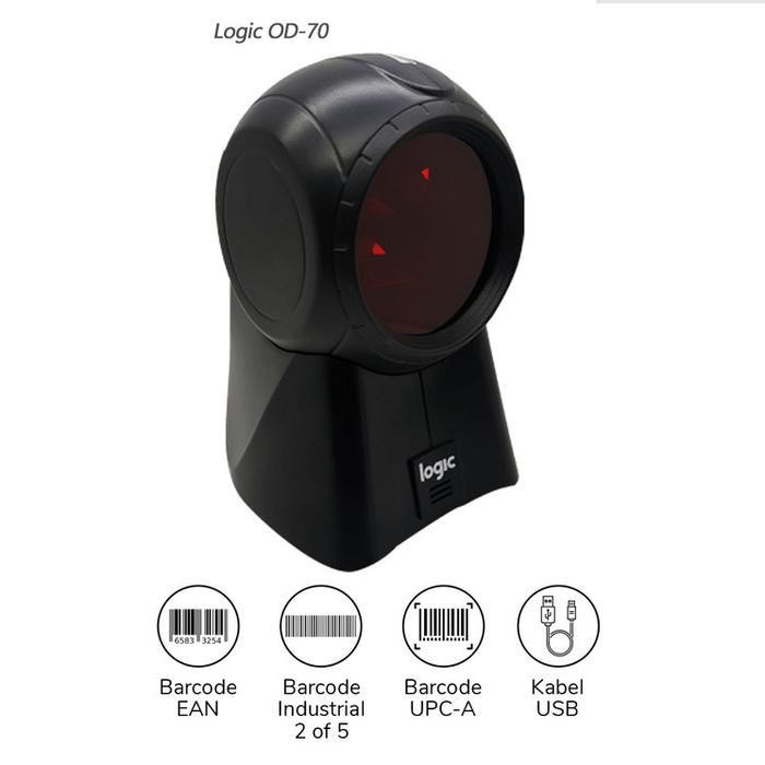 Logic Od-70 Barcode Scanner Otomatis Scan - 360 Scan Original Dan Terpercaya