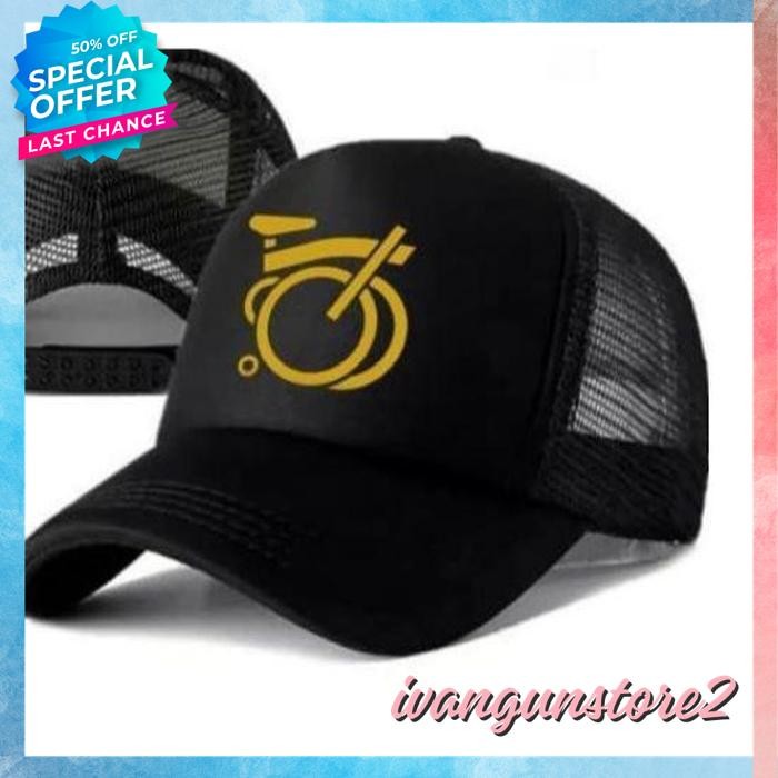 BAHAN BERKUALITAS TOPI TRUCKER JARING HAT CAP DISTRO FOLDING BIKE SEPEDA LIPET LIPAT GOWES OLAHRAGA 