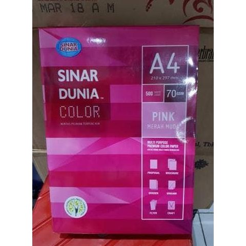 Terbaik Kertas Hvs A4 70Gsm Sidu Pink / Merah Muda 100% Ori
