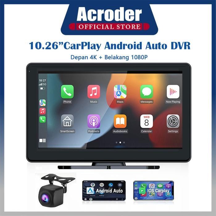 OGS Acroder  Dashcam Mobil 10 inch Carplay Android Auto DVR Layar Sentuh Dual Lens Loop Recording