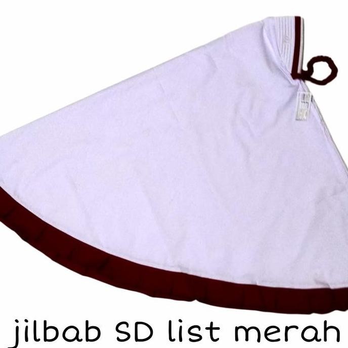 (Expert) Jilbab sekolah SD putih merah bahan adem (katun)