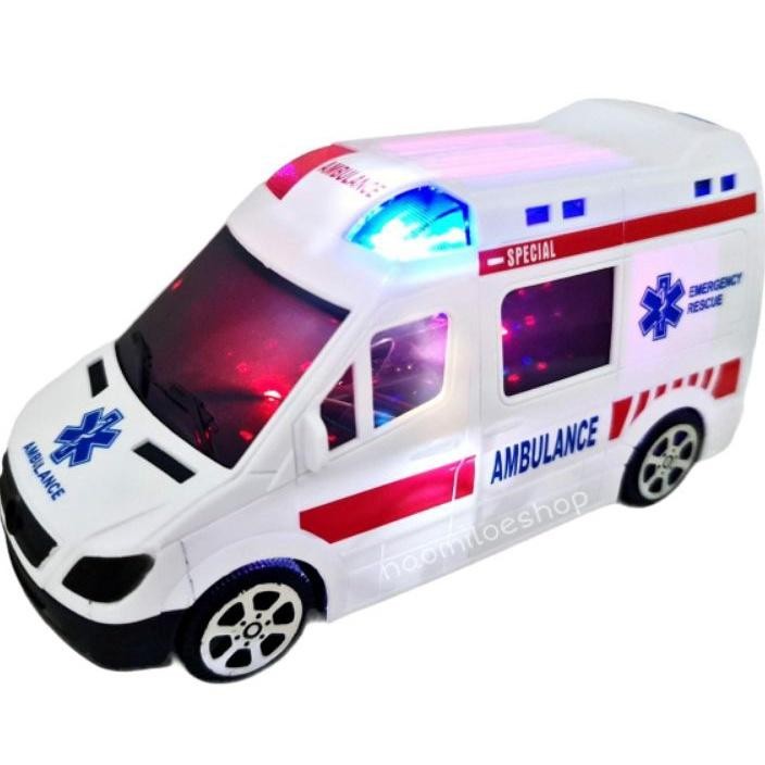 Mainan Mobil Ambulans Ambulance  Lampu 3D Cars Mobil Ambulance