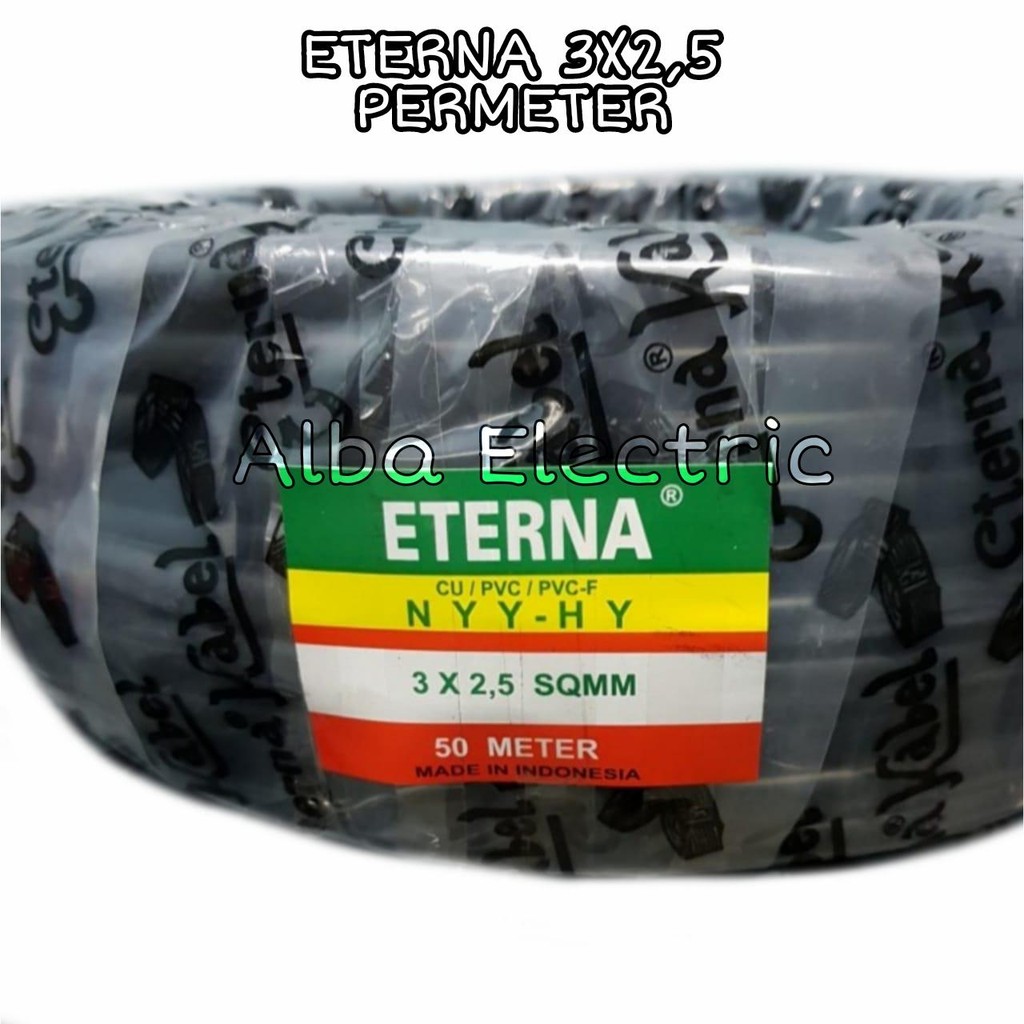 Kabel Eterna NYYHYO 3x2.5mm Hitam Per Meter || Kabel Eterna 3x2.5mm Hitam Kualitas Bagus (Harga Perm