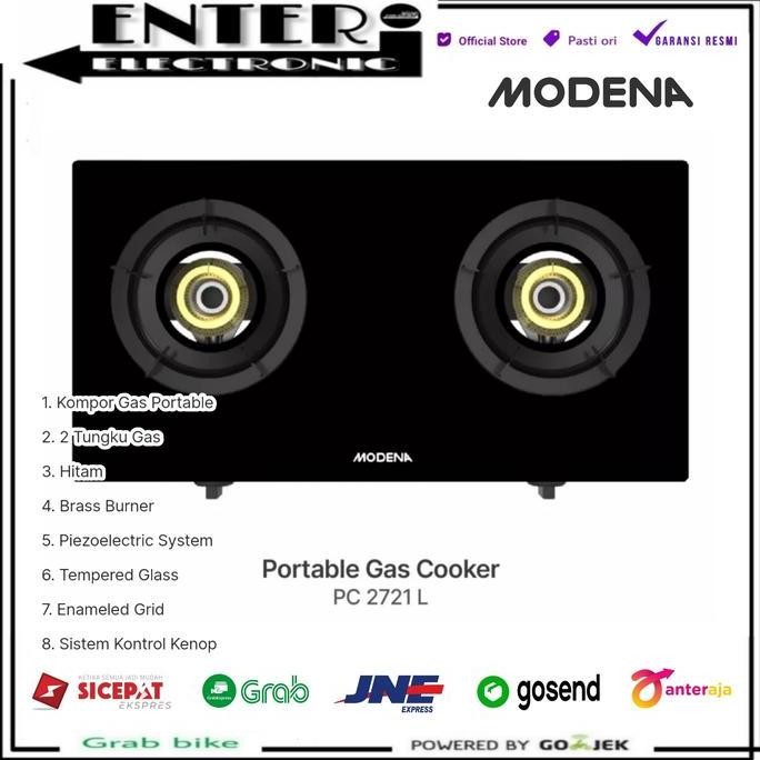 MODENA PC2721 L - KOMPOR GAS PORTABLE 2 TUNGKU MODENA PC 2721 L LM LD