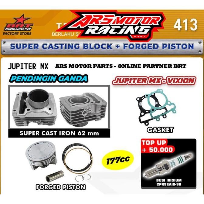 Blok Piston Brt Casting Double Cooler Mx King . Vixion . R15 . 62 Mm