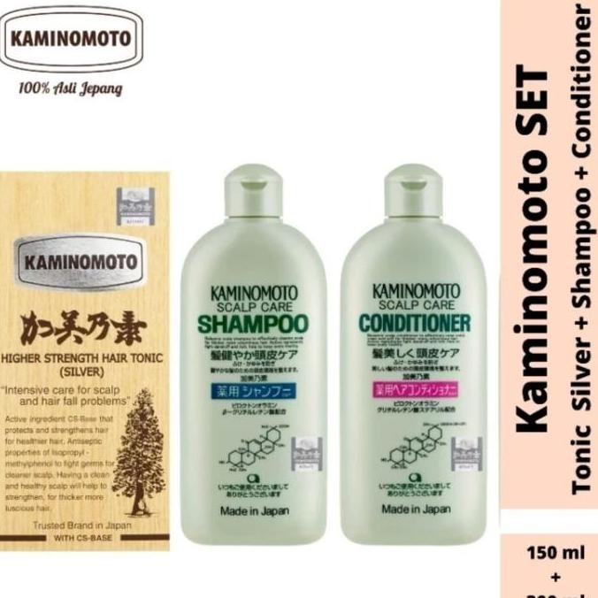 Set Kaminomoto hair tonic silver + shampoo dan conditioner kaminomoto