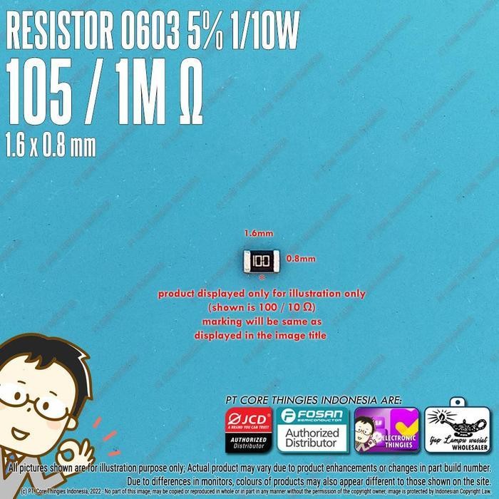 Resistor 0603 5% 105 / 1M Ohm Smd 1608 New Best Quality 100% Original