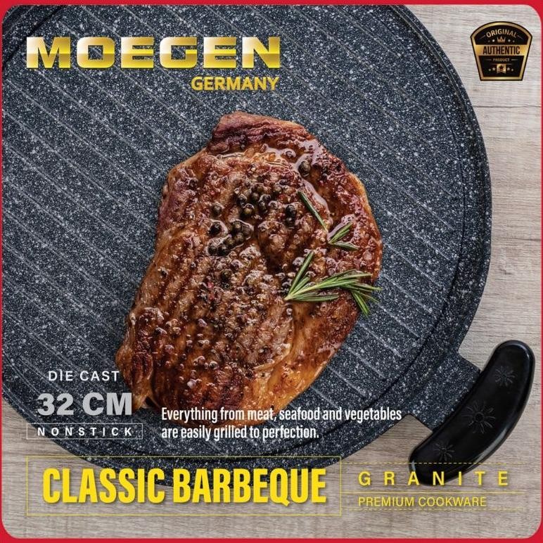 Moegen Germany Classic Barbeque Roaster Grill Pan 32cm Granite Series / Alat  pemanggang bbq / grill