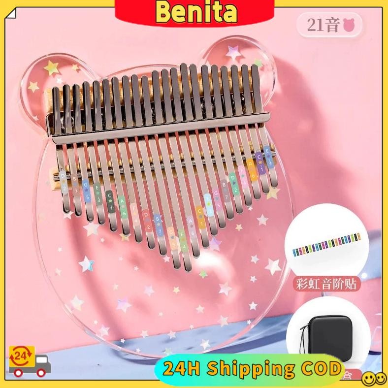 24HAlat Musik Kalimba 21 keys Acrylic BONUS Tas / Kalimba21 Key untuk pemula Piano jari, Kecapi jari