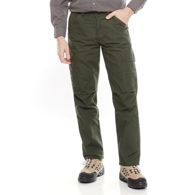 RAUNG - Celana Pdl Panjang Pria Hitam / Celana Lapangan / Celana Outdoor - Ukuran 28 - 40 Bahan Rips