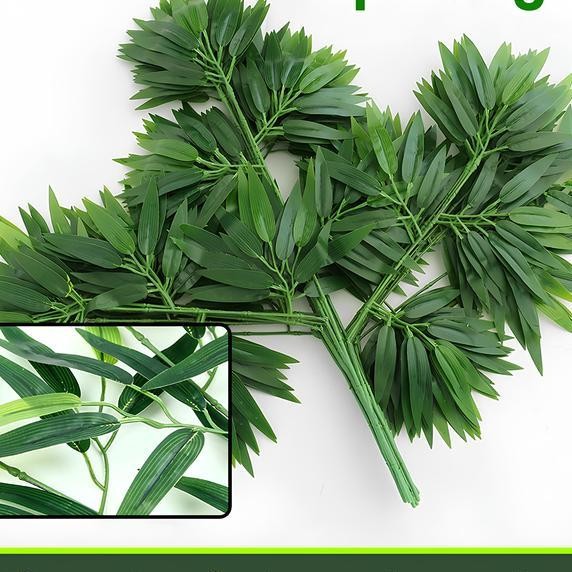 Daun Bambu Kain 1 Lusin Plastik Dekoran Artifcial Dekorasi Pelaminan Kain Hiasan Hijau Daun Hiasan D