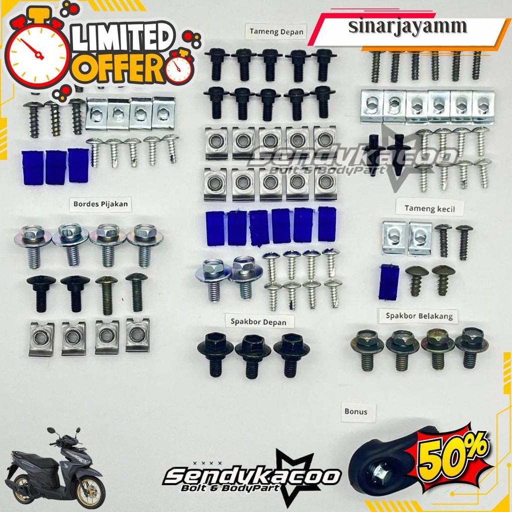 Baut Vario 125 Led Full Set / Baut Body Vario 150 Old Full Set 2015-2018 Original Produk