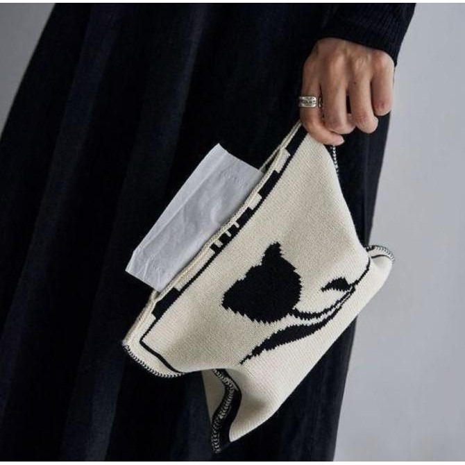 Kotak tisu kain/kotak tisu/kotak tisu tulip warna hitam hijau