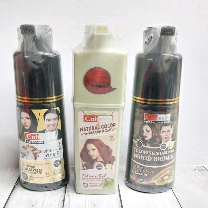 CULTUSIA COLORING HAIR SHAMPO 160 ML BPOM | ORIGINAL BLACK WITH JAHE | WOOD BROWN WITH ARGAN OIL & K