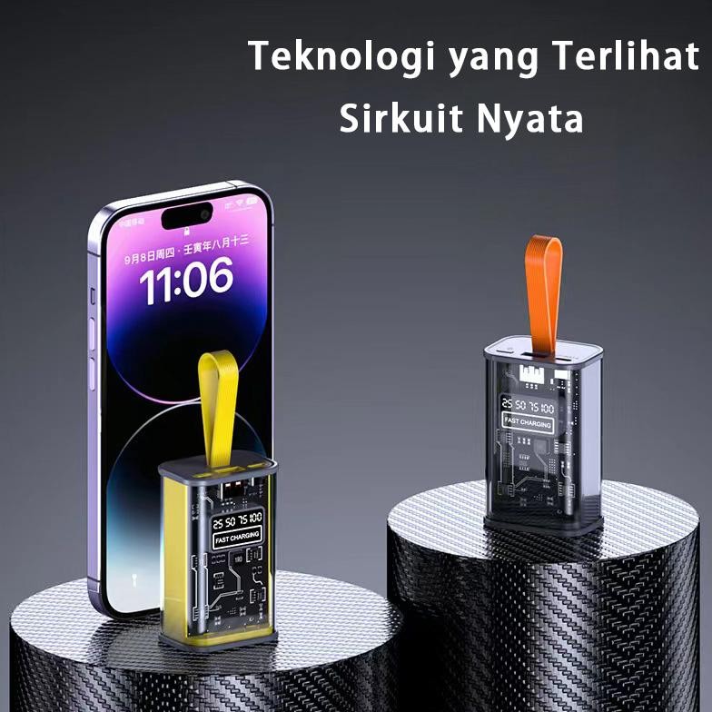Terbaru - POWERBANK MINI 20000MAh FAST CHARGING Tampilan digital LED transparan USB 3.0 Power bank