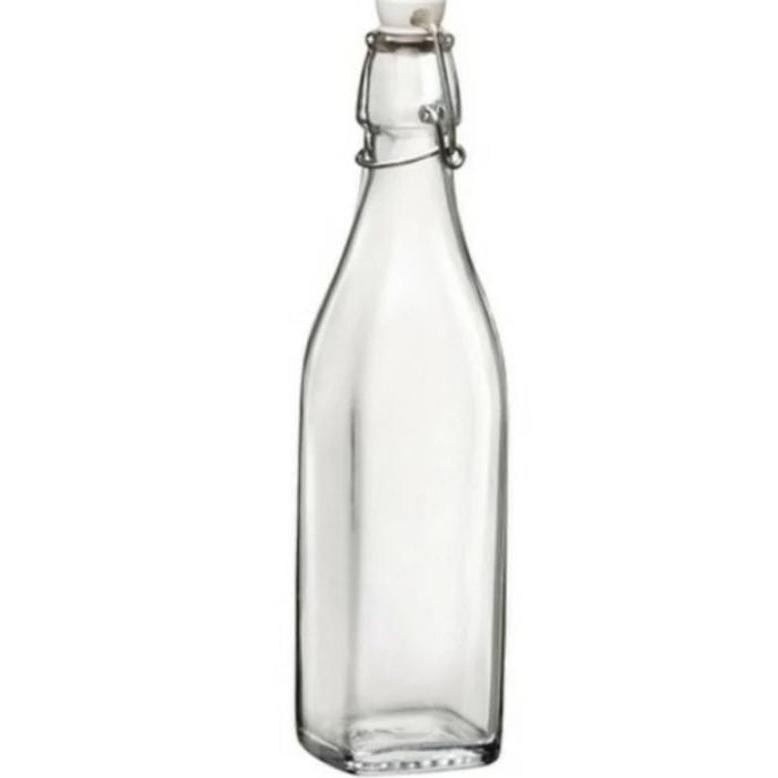 Promo - Botol Kaca Tutup Swing 1000ml KOTAK/ Botol Kaca Kombucha Kopi Susu/ Swing Glass Bottle TW-12