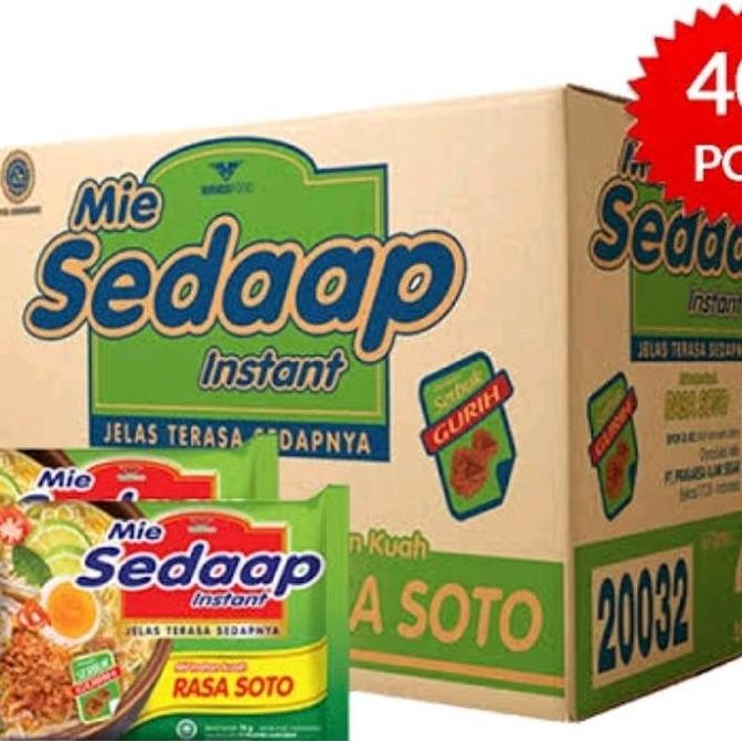 Mi Sedap Soto 40 Pcs - Mie Instan Rasa Soto Khas - Goreng, Iga, Ayam, Food, Pedas, Sambal, Noodles W