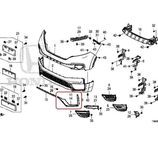 List bemper depan bawah CRV RW turbo facelift 2-2022 chrome
