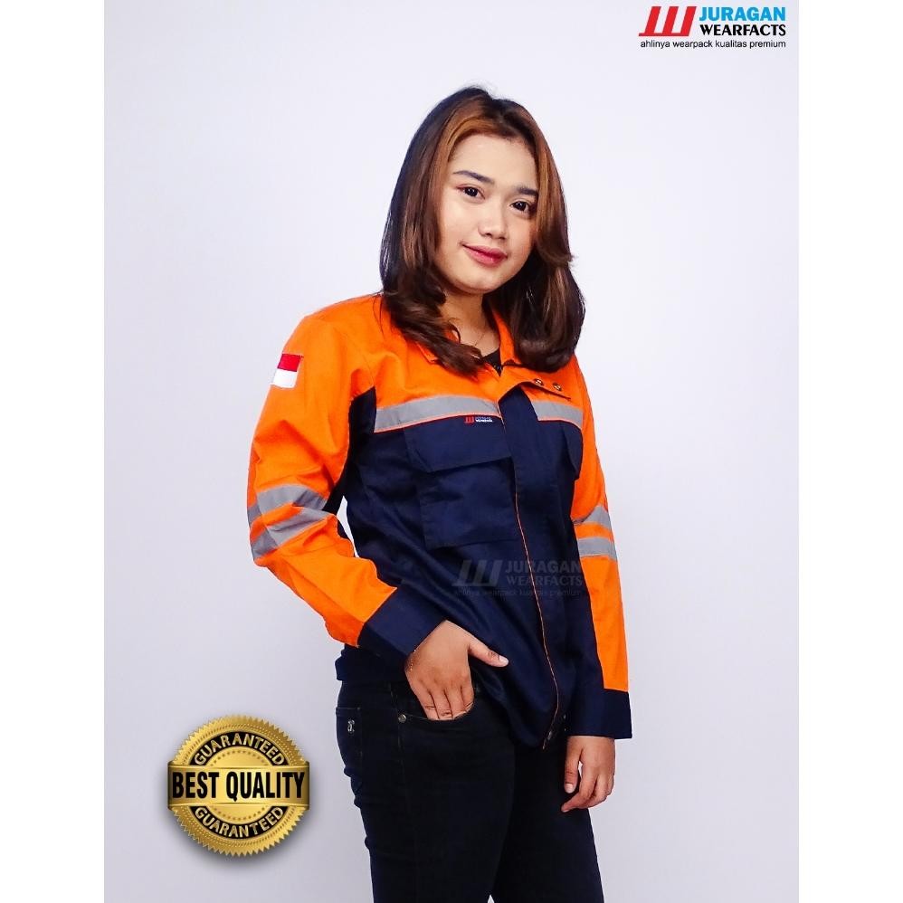 Flash Sale Juragan Wearfacts - Wearpack Semi Jaket Warna Orange Kombinasi Biru Navy ,,