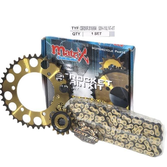 Chainkit Gearset Gear Gir set Rantai Cbr250Rr Cbr 250 Rr 2016 K64 Rantai Gold Gir Model Sss Motorcyc