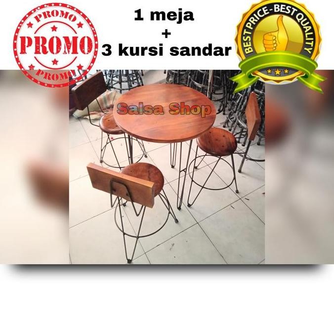 1 set meja cafe bulat ( 1'meja + 3 kursi ) meja cafe minimalis