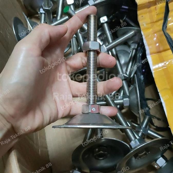 TERBARU - kaki meja stainless M12 full/ foot adjuster stainless M12 adjuster 12