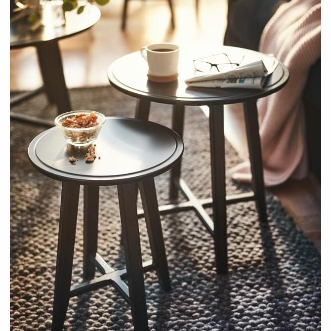 PROMO - Meja Bersusun/Meja Cafe/Resto Modern Minimalis 1 set isi 2, Hitam