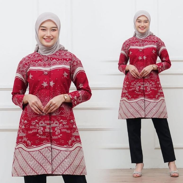 Model baru - Sailendra Batik SB-017 Couple batik kerja premium lapis full trikot atasan batik wanita