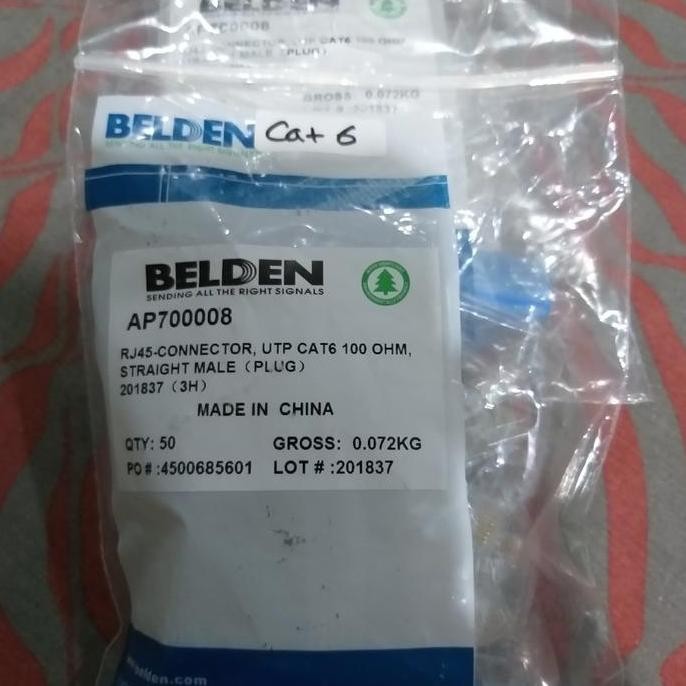 belden cat 6 konektor @50bh / konektor RJ45 belden cat6 / RJ45 cat 6