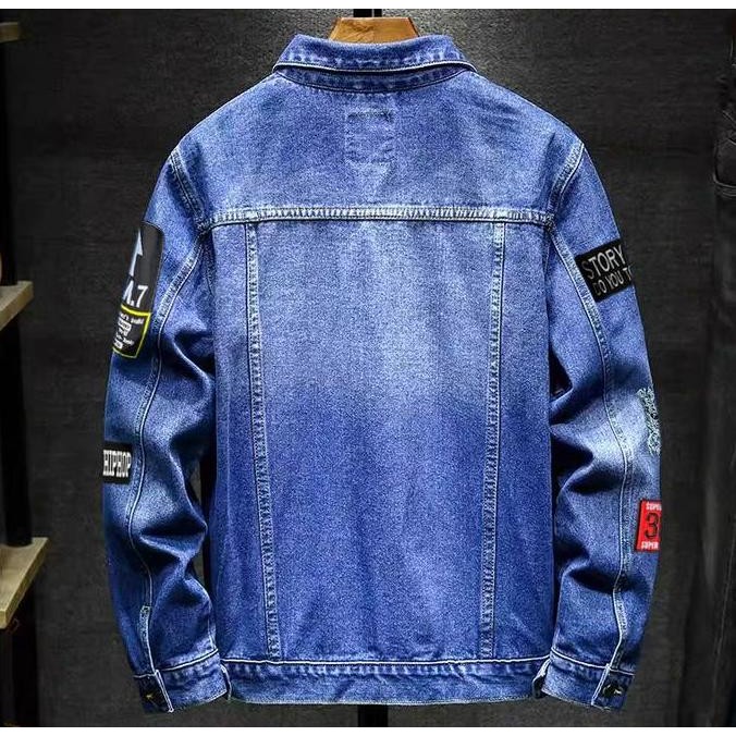 Jaket Jeans Denim Hiphop Sandwash Casual Pria Wanita