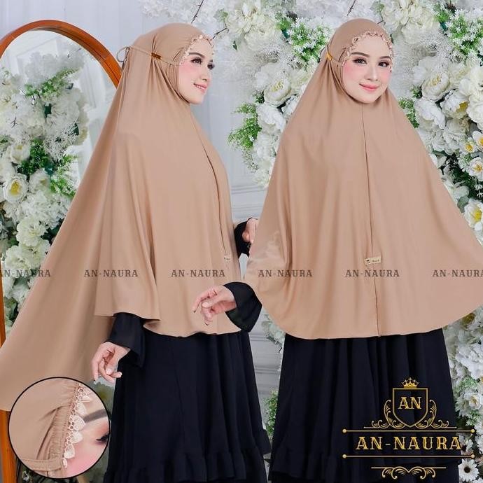 Promo Jilbab aura jumbo kerut renda tali  - jilbab renda tali viral - bergo maryam jumbo kerut COD