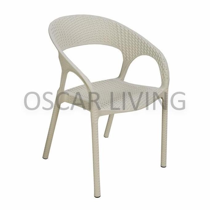 TERLARIS - Kursi Tamu Teras Plastik Club Rattan CBRA Murah - Putih