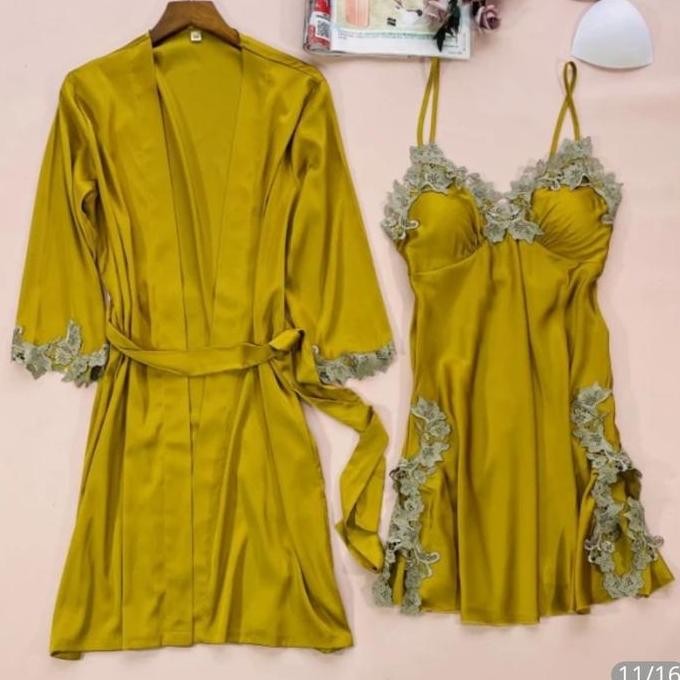 BEBAS ONGKIR - set kimono piyama wanita seserahan-lingerie premium kimono