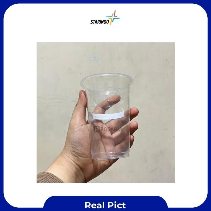 Cup Polos Datar 16 Oz Starindo 5 Gr Plastik Bening Gelas Minuman Viral