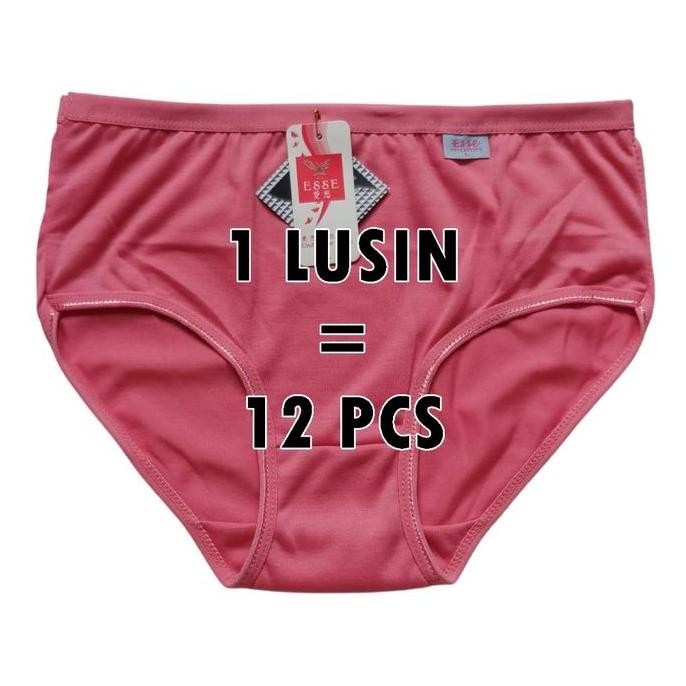 Promo 12 pcs / 1 Lusin Celana Dalam Wanita Esse Motif Polos tetron rayon korea COD
