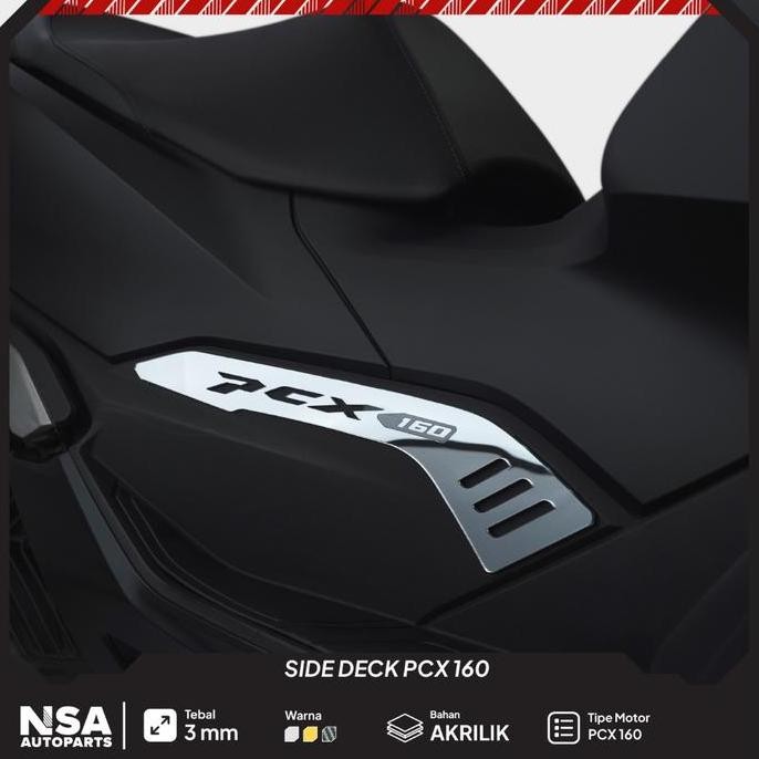 COVER GARNISH SIDE DECK PAD PCX 160 GARNISH BODY SAMPING PCX 160 SIDE DECK PAD GOLD DAN SILVER AKSES